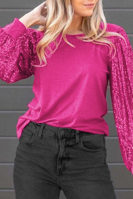 Rose Sequin Puff Sleeve Top