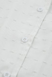 White Spot Woven Lace Splicing Short Sleeve Shirt Pajamas Set