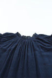 Sky Blue Tiered Ruffled Sleeve Drawstring V Neck Plus Size Blouse