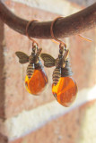 Metal Bee Resin Earrings 