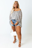 Cheetah Spotted Plus Size Off Shoulder Blouse