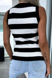 White Striped Print Knitted Tank Top