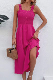 Rose Smocked Buttoned Maxi Cami Dress