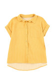 Yellow Rolled Short Sleeve Polka Dot Print Shirt