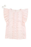 Apricot Round Neck Ruffle Short Sleeve Top