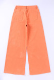 Orange Acid Wash High Waist Wide Leg Jeans
