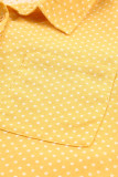 Yellow Rolled Short Sleeve Polka Dot Print Shirt