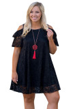 Black Cold Shoulder Lace Plus Size Dress