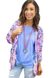 Multicolor Abstract Floral Print Lightweight Kimono