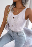 Cable Knitting Button Tank Top 