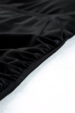 Black Notch Neckline Strappy Tankini Contrast High Waist Swimsuit