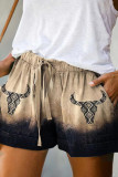 Western Aztec Print Drawstring Shorts with Pockets 