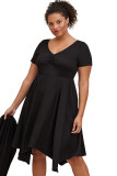 Black Plus Size Ruched Sweetheart Fit and Flare Midi Dress