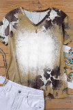 Brown Western Cow Spotted Bleached T Shirt