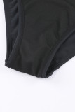 Black Criss Cross Waist Flared Swim Skirt