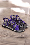 Colorful Rope Twist Knot Splicing Flat Sandals 