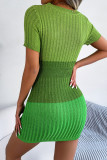 Color Block Open Bust Knit Mini Dress
