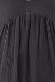 Gray Roll Up Short Sleeve V Neck Babydoll Mini Dress