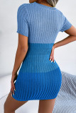 Color Block Open Bust Knit Mini Dress