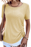 Plain Eyelet Pattern Side Ruched Top