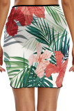Printing High Waist Beach Skirt Chiffon Dress 