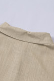 Khaki Textured Solid Color Basic Shirt
