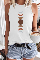 Terra-cotta Moon Phase Graphic Tank Top for Women 