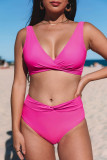 Rose Twist Ruched Crisscross Back Bikini Swimwear
