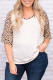 Leopard Splice Ruffle Half Sleeve Plus Size T Shirt
