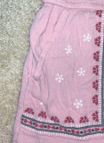 Pink Boho Embroidered Floral Tasseled Drawstring Waist Casual Shorts