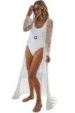 White Sheer Lace Star Embellished Beach Cover Up