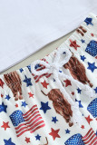 American Flag Print Boy Tops And Shorts 2pcs Set