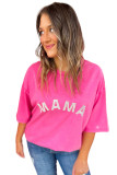 Rose Rhinestone MAMA Graphic T Shirt
