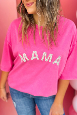 Rose Rhinestone MAMA Graphic T Shirt