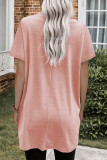 Pink Side Pockets Short Sleeve Tunic Top