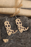 Leopard Print Boots Shape PU Earrings MOQ 5pcs