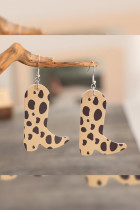 Leopard Print Boots Shape PU Earrings MOQ 5pcs