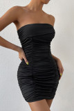 Black Off Shoulder Ruched Bodycon Dress