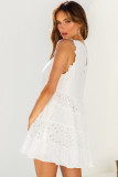 White Frill Trim Sleeveless Babydoll Dress
