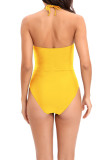 Ruched Halter One Piece Swimsuit