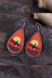 Cowboy Printed Wooded Earrings MOQ 5pcs