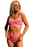 Ribbed Knit Leopard Print Bikini