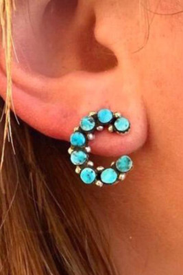 Turquoise Letter C Earrings MOQ 5pcs