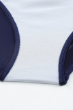 Blue Adjustable Straps Ruched 2pcs Tankini Swimsuit