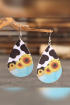 Cow and Sunflower Leather Earrings 