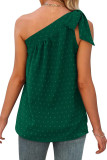Bowknot Swiss Dot One Shoulder Top 