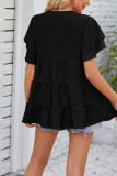 Plain V Neck Tiered Sleeves Tiered Top