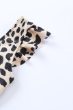 Leopard Print Ruffle Sleeve One-piece Swimwear