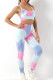 Purple 2pcs Tie Dye Yoga Bra and High Waist Leggings Set