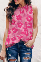 Leopard Frilled Collar Printed Tank Top